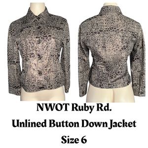 NWOT Ruby Rd. Unlined Button‎ Down Jacket | Size 6